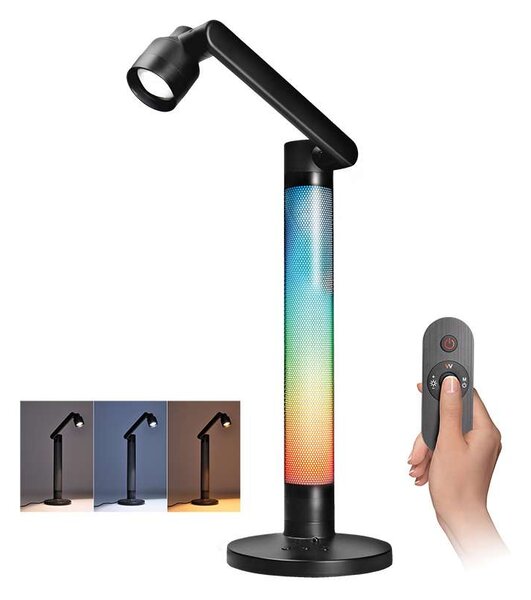 WO67 LED asztali lámpa RGB távirányítóval, fekete