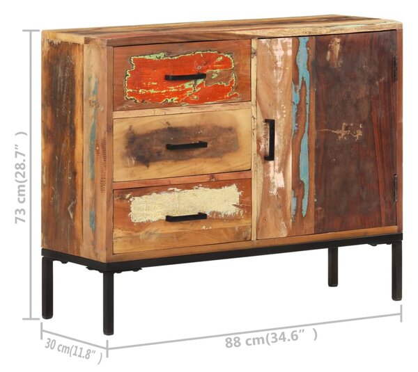 Tömör újrahasznosított fa tálalószekrény 88 x 30 x 73 cm