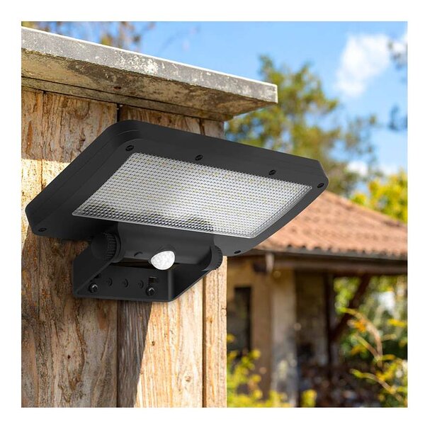 WO7204 LED szolár lámpa érzékelővel, fekete