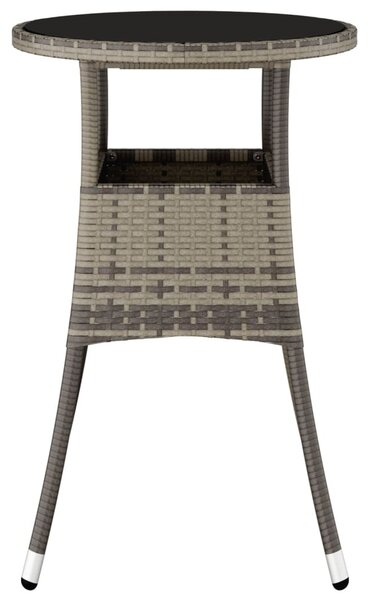 Szürke polyrattan és edzett üveg kerti asztal Ø60 x 75 cm