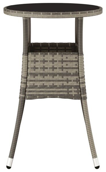 Szürke polyrattan és edzett üveg kerti asztal Ø60 x 75 cm