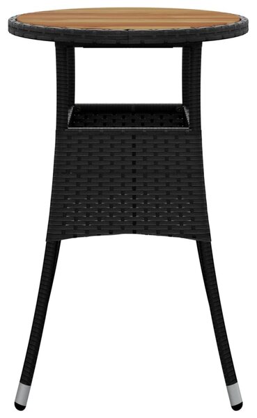 Fekete akácfa és polyrattan kerti asztal Ø60 x 75 cm