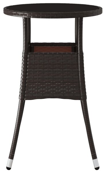 Barna polyrattan és edzett üveg kerti asztal Ø60 x 75 cm