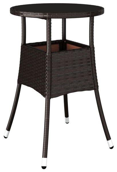 Barna polyrattan és edzett üveg kerti asztal Ø60 x 75 cm