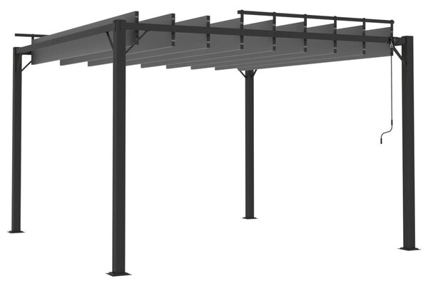 Szürke szövet és alumínium pavilon lamellás tetővel 3 x 3 m