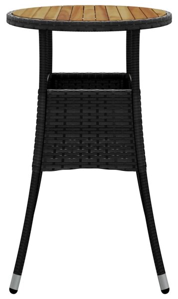 Fekete akácfa és polyrattan kerti asztal Ø60 x 75 cm