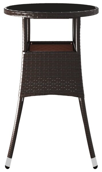 Barna polyrattan és edzett üveg kerti asztal Ø60 x 75 cm