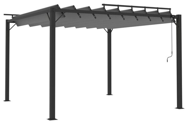 Szürke szövet és alumínium pavilon lamellás tetővel 3 x 3 m