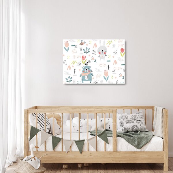 Üveg kép - Állatok a réten (70x50 cm)