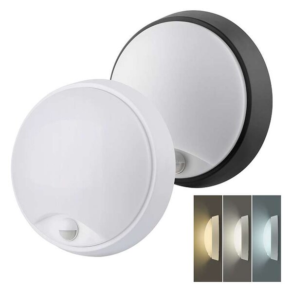 WO780-2 kültéri LED lámpa érzékelővel - 22 cm kör, 2 burkolat, fekete / fehér