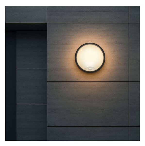 WO780-2 kültéri LED lámpa érzékelővel - 22 cm kör, 2 burkolat, fekete / fehér