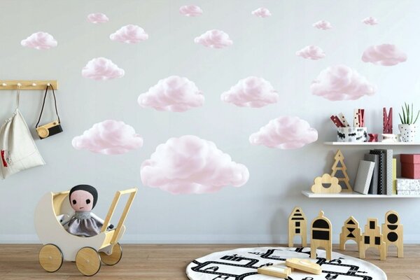 Rózsaszín felhők aranyos kisbaba falmatrica 60 x 120 cm