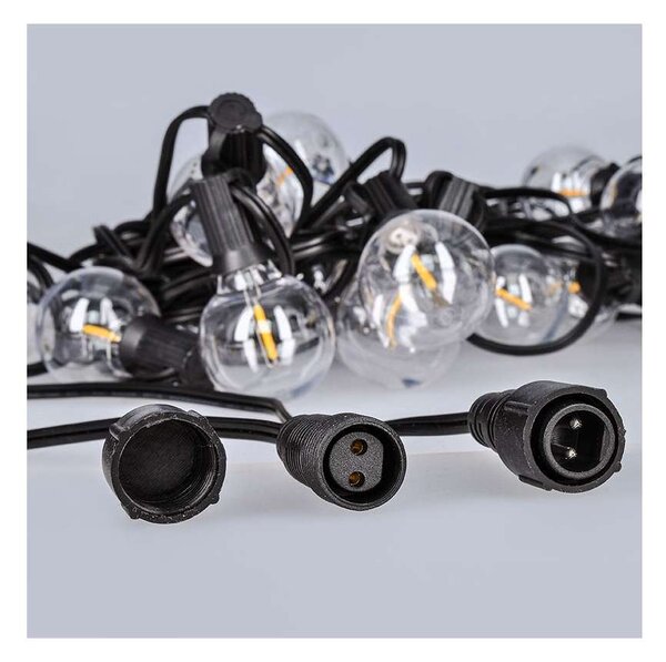 WO794-2 kültéri LED fényfüzér, 5 + 3 m, fekete