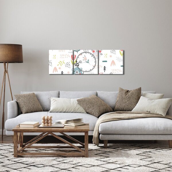 Kép - Állatok a réten (órával) (90x30 cm)