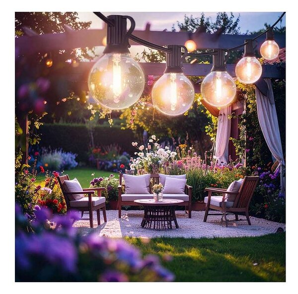 WO794-2 kültéri LED fényfüzér, 5 + 3 m, fekete
