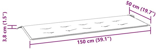 3 személyes tömör eukaliptuszfa kerti pad párnával 150 cm