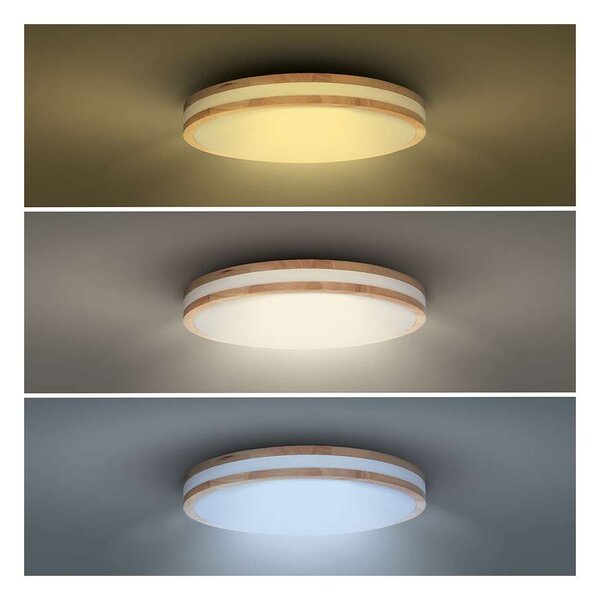 Woody LED mennyezeti lámpa távirányítóval állítható - 38 cm átmérő, barna