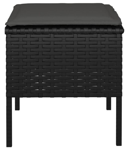 4 db fekete polyrattan kerti lábzsámoly párnákkal
