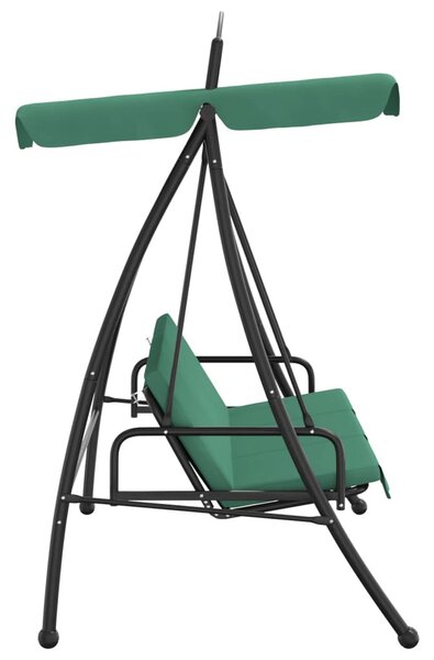 Zöld szövet és acél baldachinos kerti hintapad 198 cm