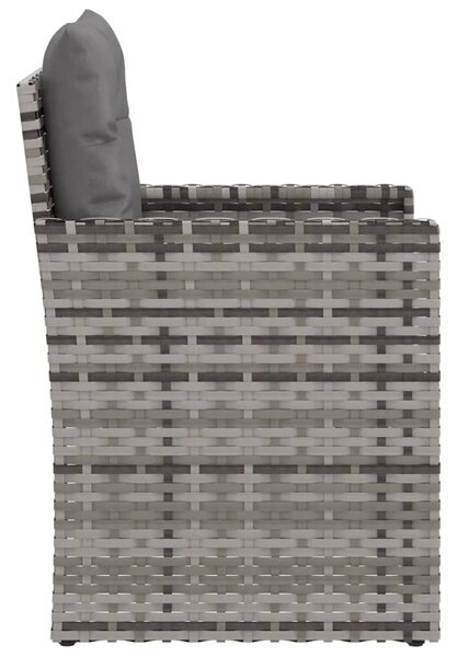 Szürke polyrattan kerti fotel párnákkal