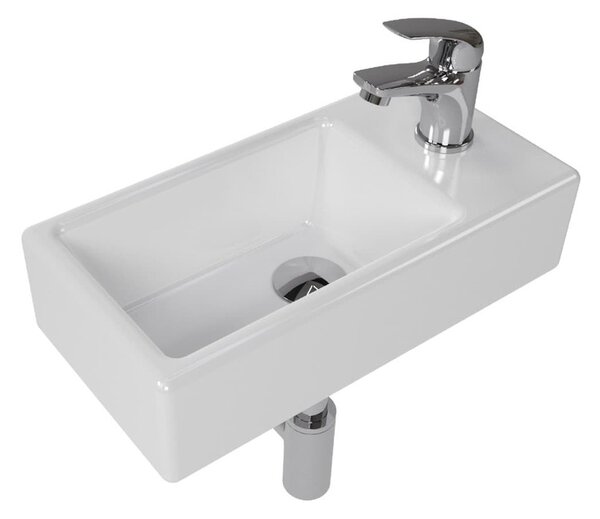 Bathroom set with right basin Brevis 40,5 cm, faucet, siphon, waste and valves KSETBRE2P