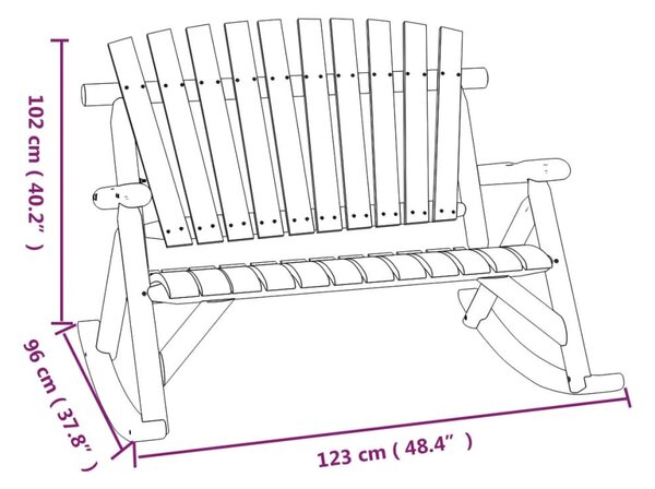2 személyes tömör lucfenyő kerti hintapad 123 x 96 x 102 cm