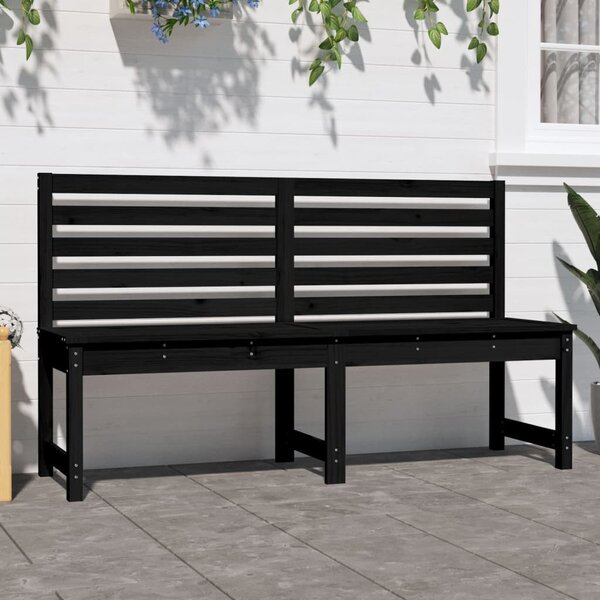 Fekete tömör fenyőfa kerti pad 157,5 cm