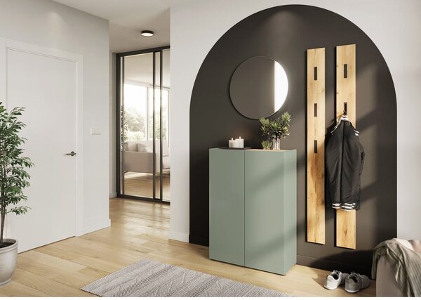 Zsályaszínű szekrény tölgyfa dekorral 74x105x33 cm Alviano – Germania