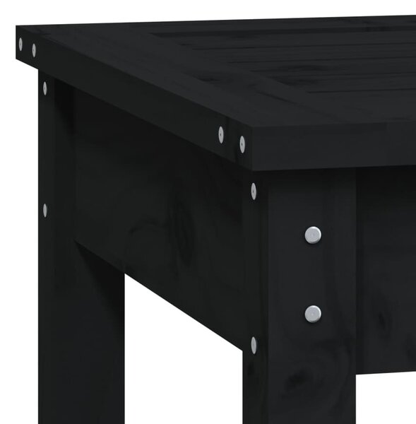 Fekete tömör fenyőfa kerti pad 109x44x45 cm