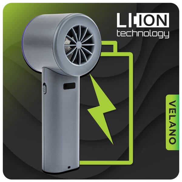 Velano Kézi Ventilátor – 4000 mAh, Hűtőpanellel, LCD kijelzővel – Szürke/Lila (VELWEBR0006)