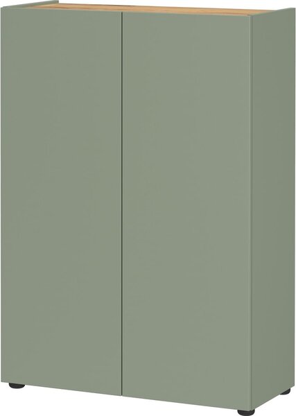 Zsályaszínű szekrény tölgyfa dekorral 74x105x33 cm Alviano – Germania