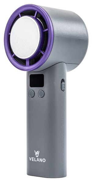 Velano Kézi Ventilátor – 4000 mAh, Hűtőpanellel, LCD kijelzővel – Szürke/Lila (VELWEBR0006)
