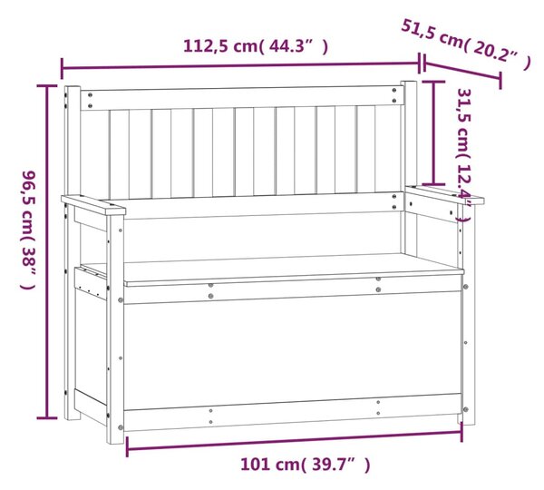 Fekete tömör fenyőfa pad 112,5 x 51,5 x 96,5 cm