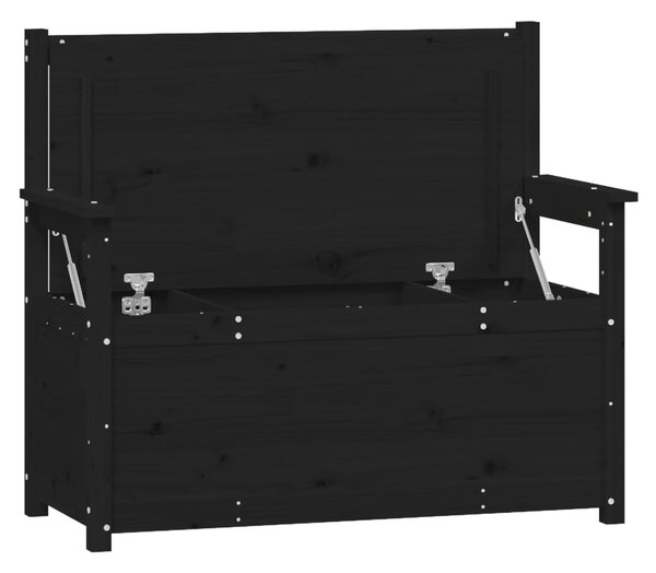 Fekete tömör fenyőfa pad 112,5 x 51,5 x 96,5 cm