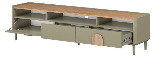 Amilio lábas TV szekrény 200 cm - eukaliptusz / baltic dune tölgy / natúr tölgy fogantyúk