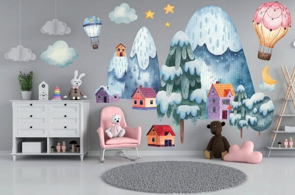 Gyönyörű falmatrica gyerekszobába Havas táj 60 x 120 cm