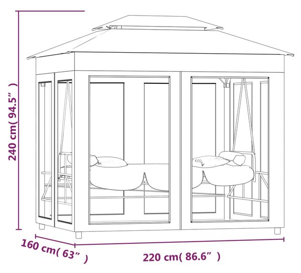 VidaXL krémfehér átalakítható pavilon hintaágy