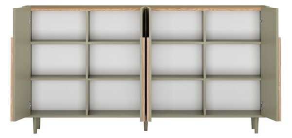 Amilio lábas komód 200 cm - eukaliptusz / baltic dune tölgy / natúr tölgy fogantyúk