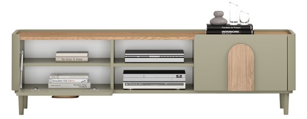 Amilio lábas TV szekrény 170 cm - eukaliptusz / baltic dune tölgy / natúr tölgy fogantyúk