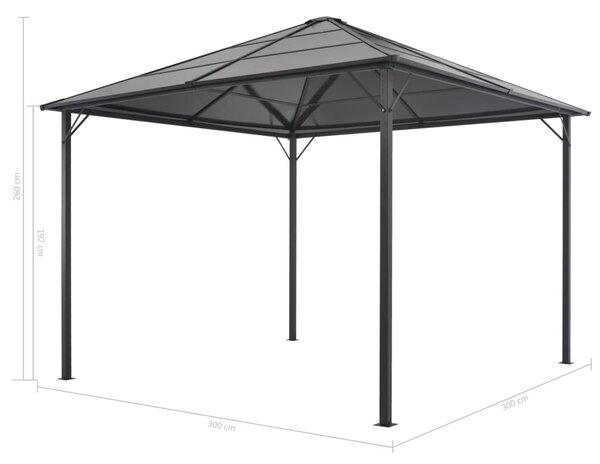 Antracitszürke pavilon alumínium tetővel 3 x 3 m