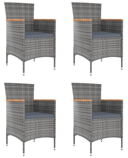 4 db szürke kerti polyrattan étkezőszék