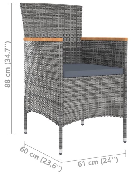 4 db szürke kerti polyrattan étkezőszék