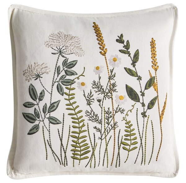 2 db díszpárna KNEMA Pamut 45 x 45 cm Fehér Virágmintás