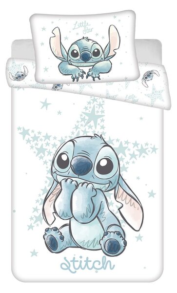 Fehér pamut gyerek ágyneműhuzat babaágyhoz 100x135 cm Lilo and Stitch "White Star" – Jerry Fabrics