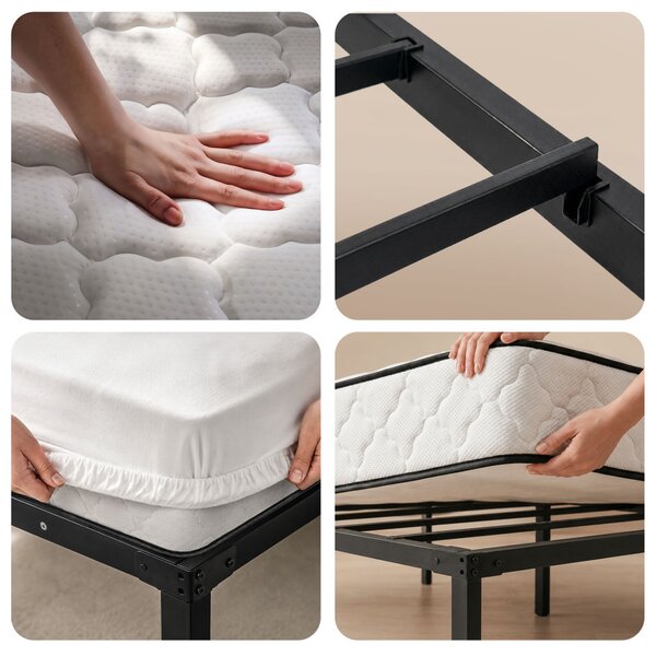 AKORD Furniture Factory Összecsukható Fém Ágykeret Rugós Matraccal 100x200 cm Fekete 6 Lábbal