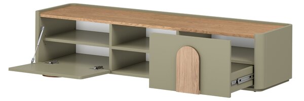 Amilio fiókos TV szekrény 170 cm - eukaliptusz / baltic dune tölgy / natúr tölgy fogantyúk