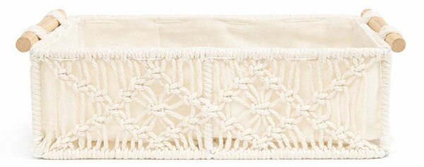 King Home Shp Boho Dekoratív Tároló Kosár Textil Bézs Makramé Mintával