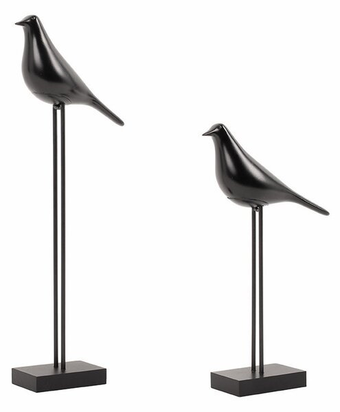 King Home Shp Birdy Dekoráció Szett Műanyag Fém Fekete Madár Figura