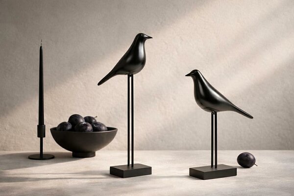 King Home Shp Birdy Dekoráció Szett Műanyag Fém Fekete Madár Figura