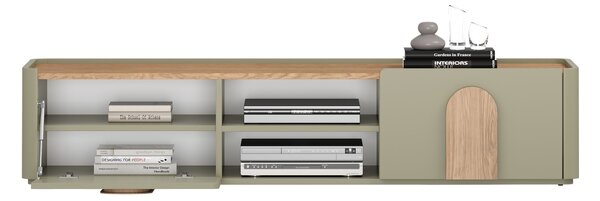 Amilio fiókos TV szekrény 170 cm - eukaliptusz / baltic dune tölgy / natúr tölgy fogantyúk